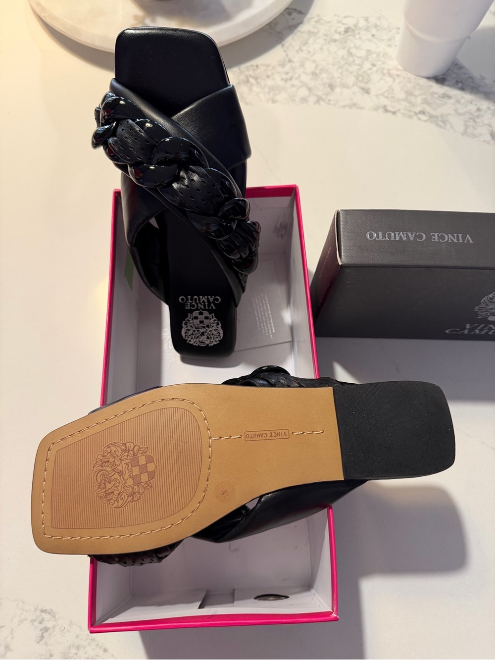 Vince Camuto Black Braided-Chain Slide Mules New never worn 7.5